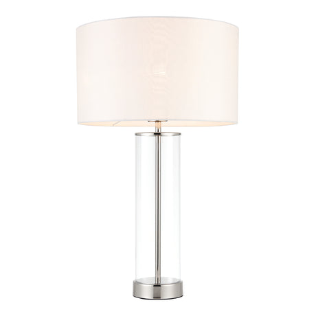 Lacona Serenity 1Lt Indoor Table Lamp In Bright Nickel Plate, Clear Glass & Vintage White Fabric Finish - Lacona Home 