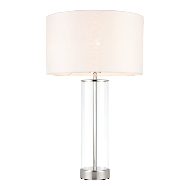 Lacona Serenity 1Lt Indoor Table Lamp In Bright Nickel Plate, Clear Glass & Vintage White Fabric Finish - Lacona Home 