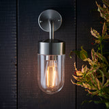 Lacona Polaris 1Lt Outdoor Wall Light In Brushed Stainless Steel & Clear Glass Finish - Lacona Home 