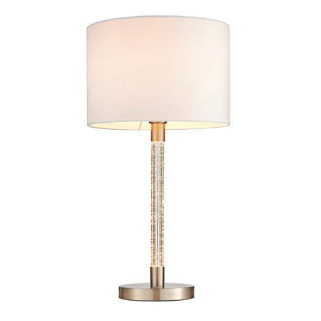 Lacona Cassiopeia 2Lt Indoor Table Lamp In Satin Chrome Plate & Vintage White Fabric Finish - Lacona Home 