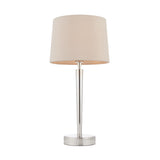 Lacona Solstice 1Lt Indoor Table Lamp In Bright Nickel Plate & Mink Fabric Finish - Lacona Home 