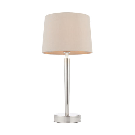 Lacona Solstice 1Lt Indoor Table Lamp In Bright Nickel Plate & Mink Fabric Finish - Lacona Home 