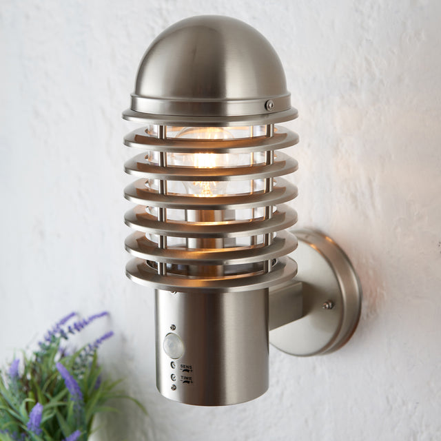 Lacona Galleria 1Lt Outdoor Wall Light In Brushed Stainless Steel & Clear Pc Finish - Lacona Home 