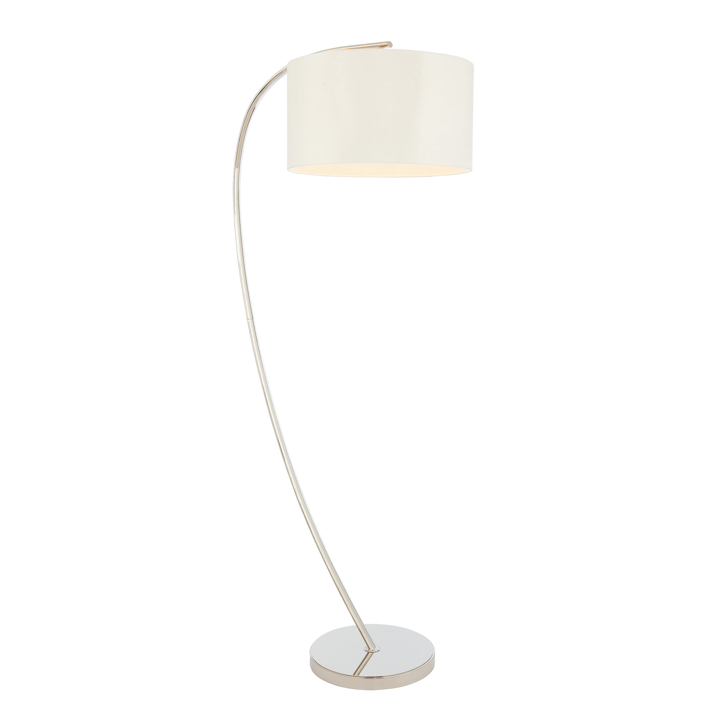 Lacona Empress 1Lt Indoor Floor Lamp In Bright Nickel Plate & Vintage White Fabric Finish - Lacona Home 