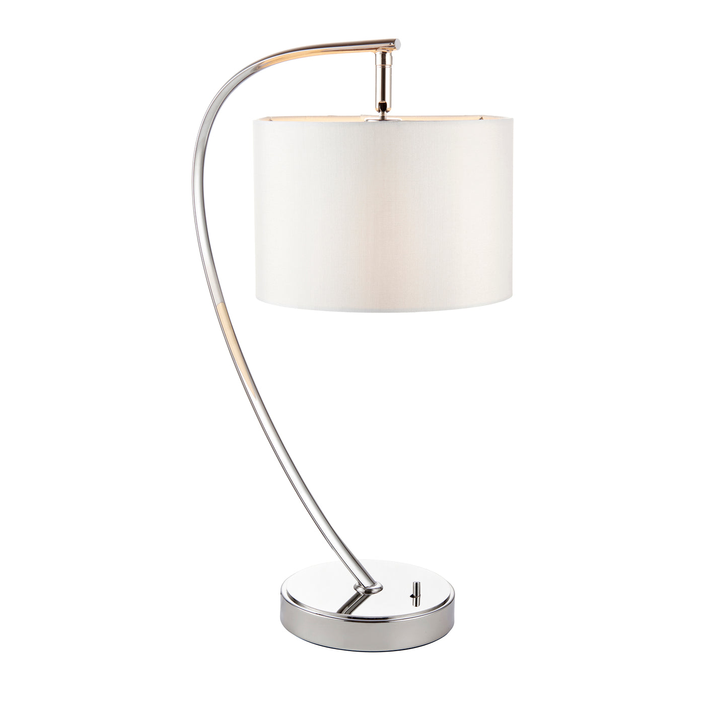 Lacona Empress 1Lt Indoor Table Lamp In Bright Nickel Plate & Vintage White Fabric Finish - Lacona Home 