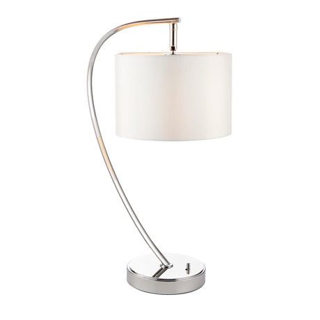 Lacona Empress 1Lt Indoor Table Lamp In Bright Nickel Plate & Vintage White Fabric Finish - Lacona Home 