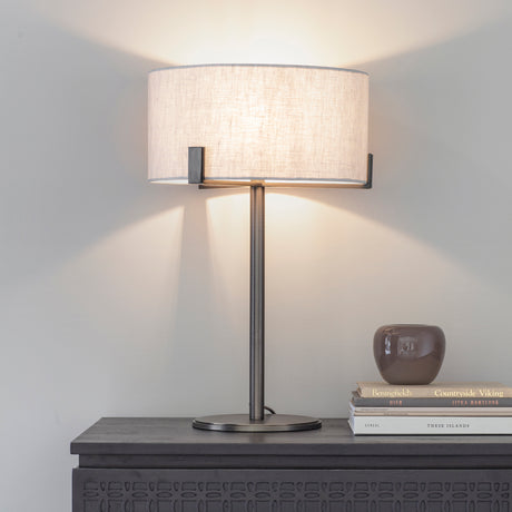 Lacona Meadowlark 1Lt Indoor Table Lamp In Brushed Bronze Finish & Natural Linen Finish - Lacona Home 