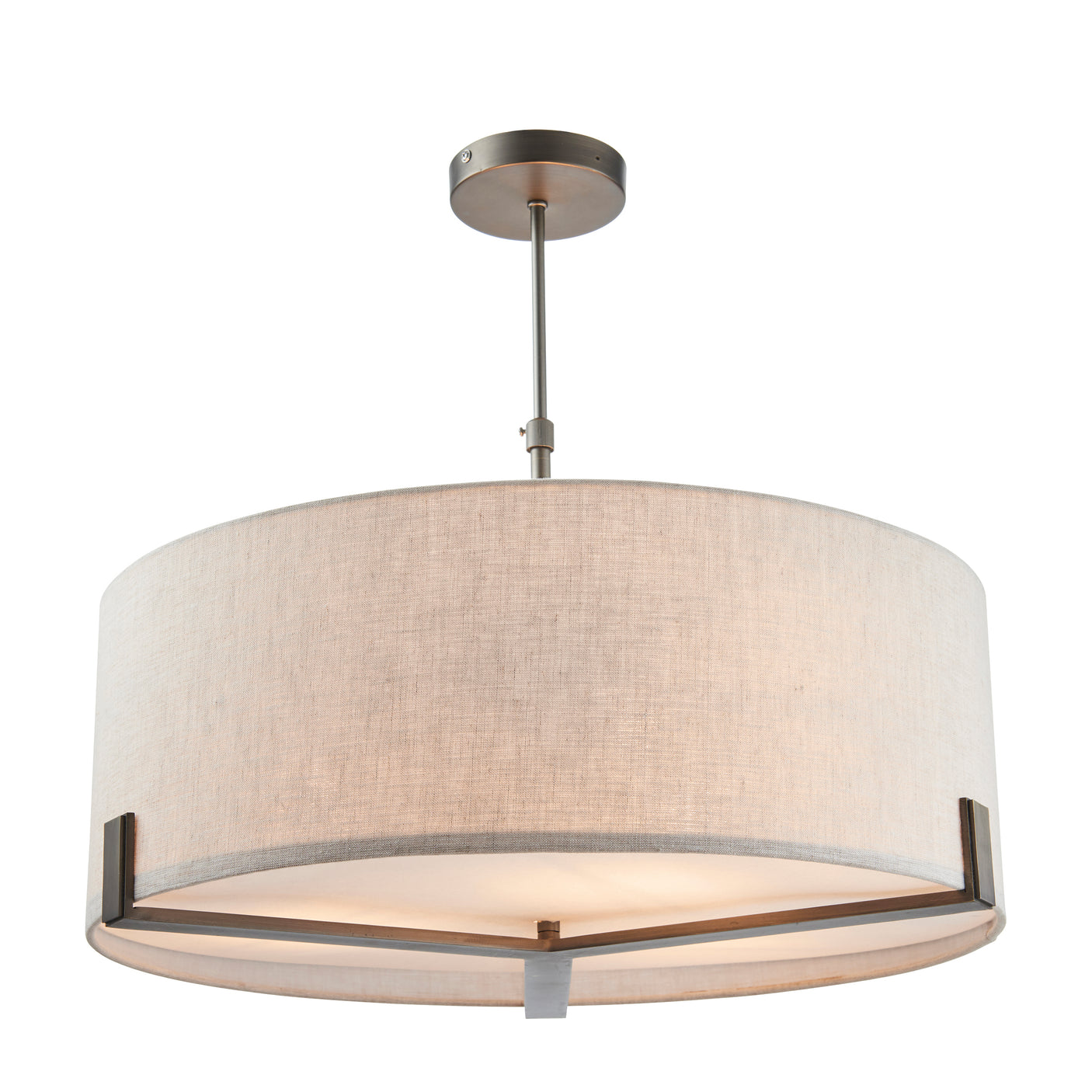 Lacona Meadowlark 3Lt Indoor Pendant Light In Brushed Bronze Finish & Natural Linen Finish - Lacona Home 