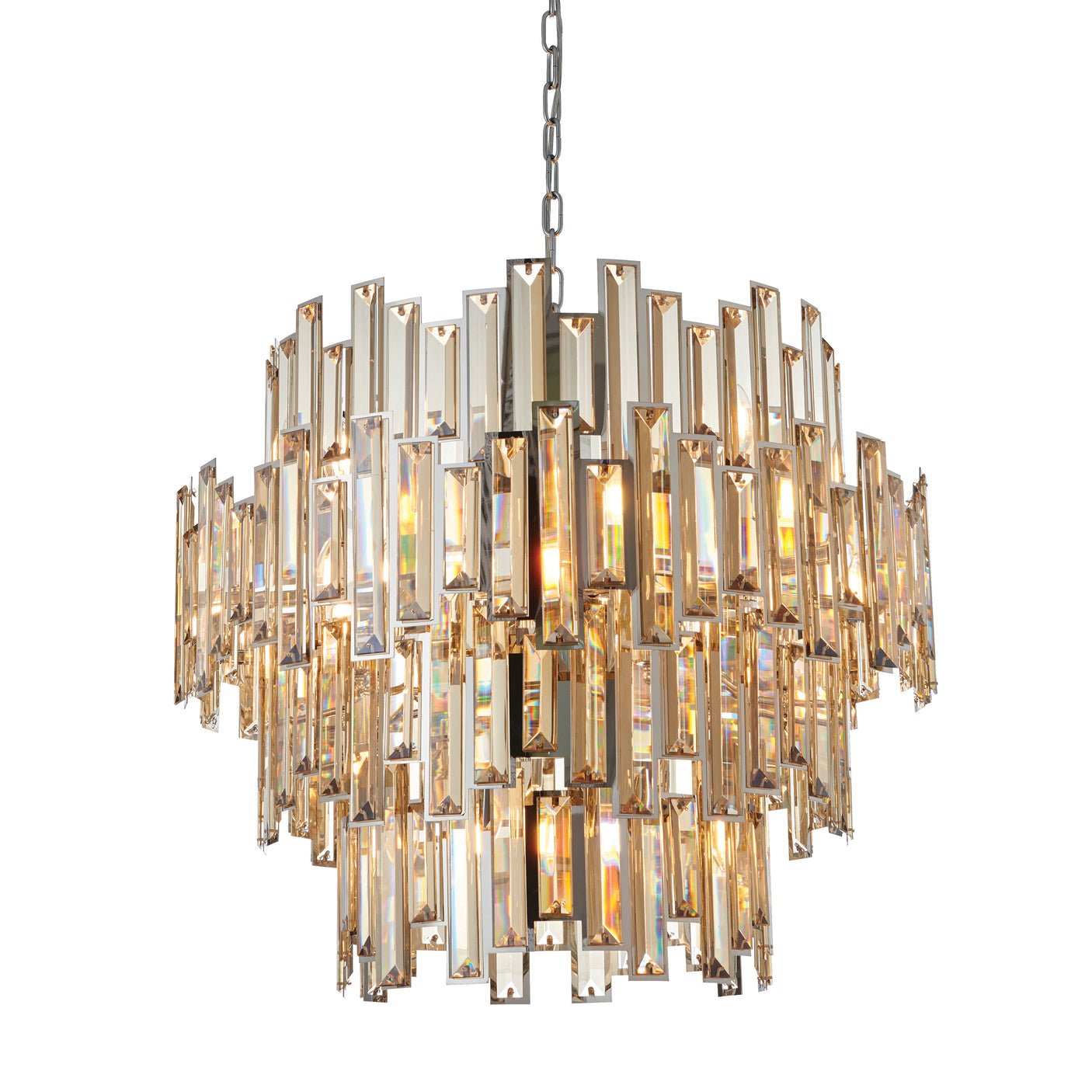 Lacona Vivien 5Lt Indoor Pendant Light In Chrome Plate & Champagne Crystal Finish - Lacona Home 