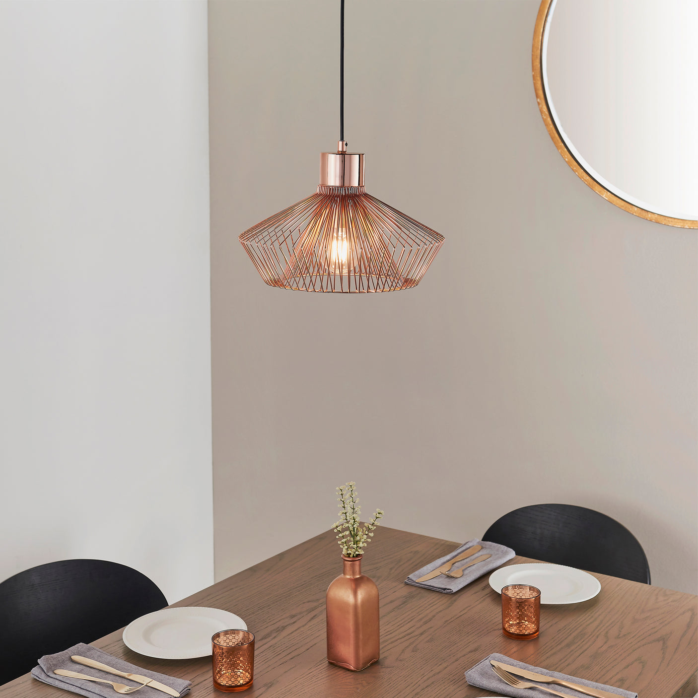 Lacona Diamond 1Lt Indoor Pendant Light In Copper Plate Finish - Lacona Home 