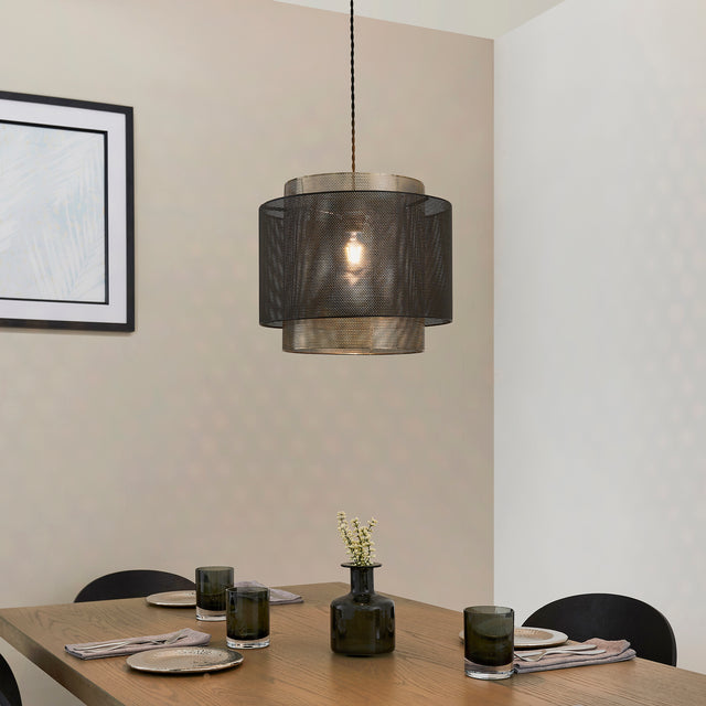 Lacona Nexus 1Lt Indoor Pendant Easyfit In Matt Black & Antique Brass Plate Finish - Lacona Home 