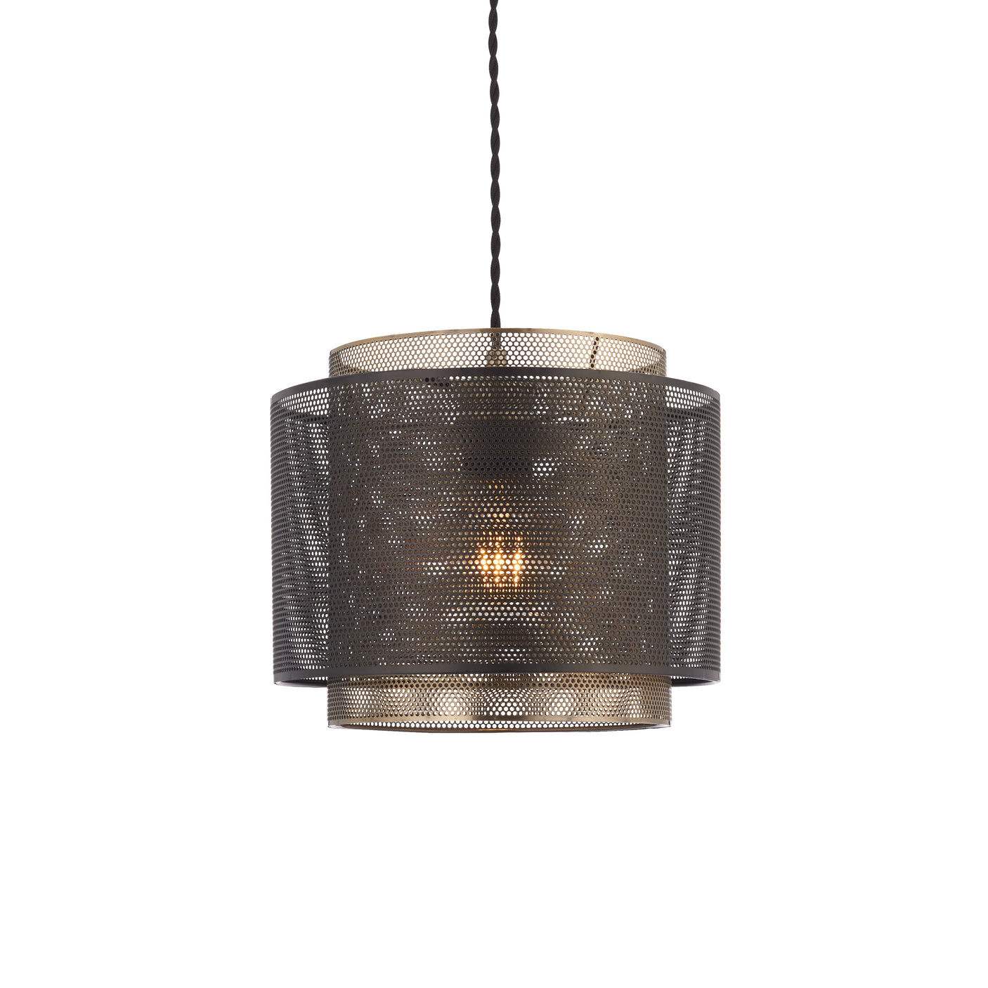 Lacona Nexus 1Lt Indoor Pendant Easyfit In Matt Black & Antique Brass Plate Finish - Lacona Home 