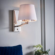 Lacona Luminary 1Lt Indoor Wall Light In Bright Nickel Plate & Vintage White Fabric Finish - Lacona Home 