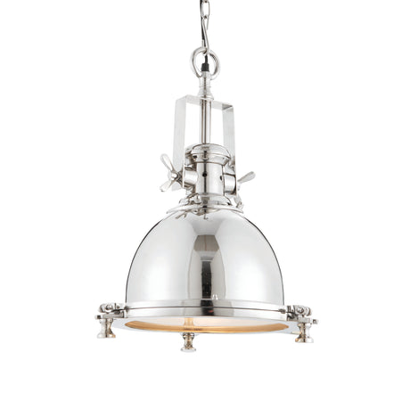 Lacona Flintshire 1Lt Indoor Pendant Light In Bright Nickel Plate & Sandblasted Glass Finish - Lacona Home 