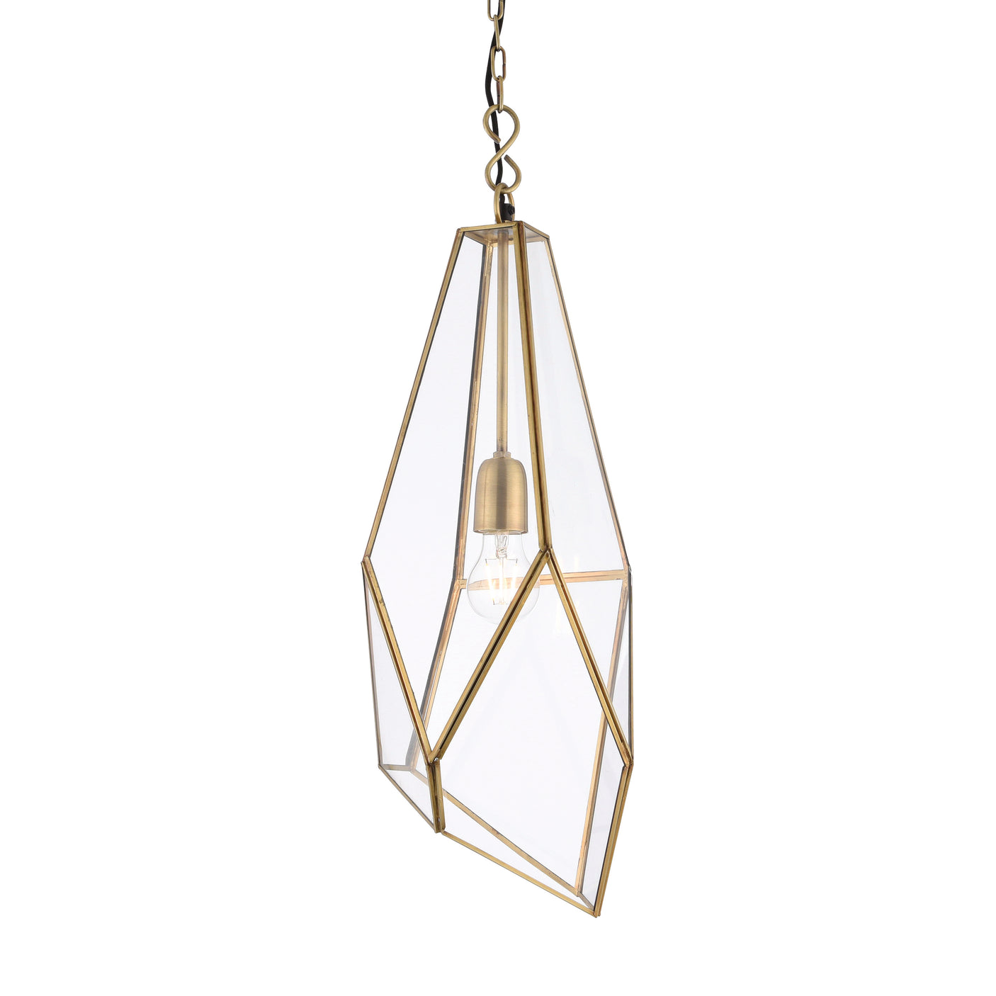 Lacona Ivory 1Lt Indoor Pendant Light In Antique Brass Plate & Clear Glass Finish - Lacona Home 