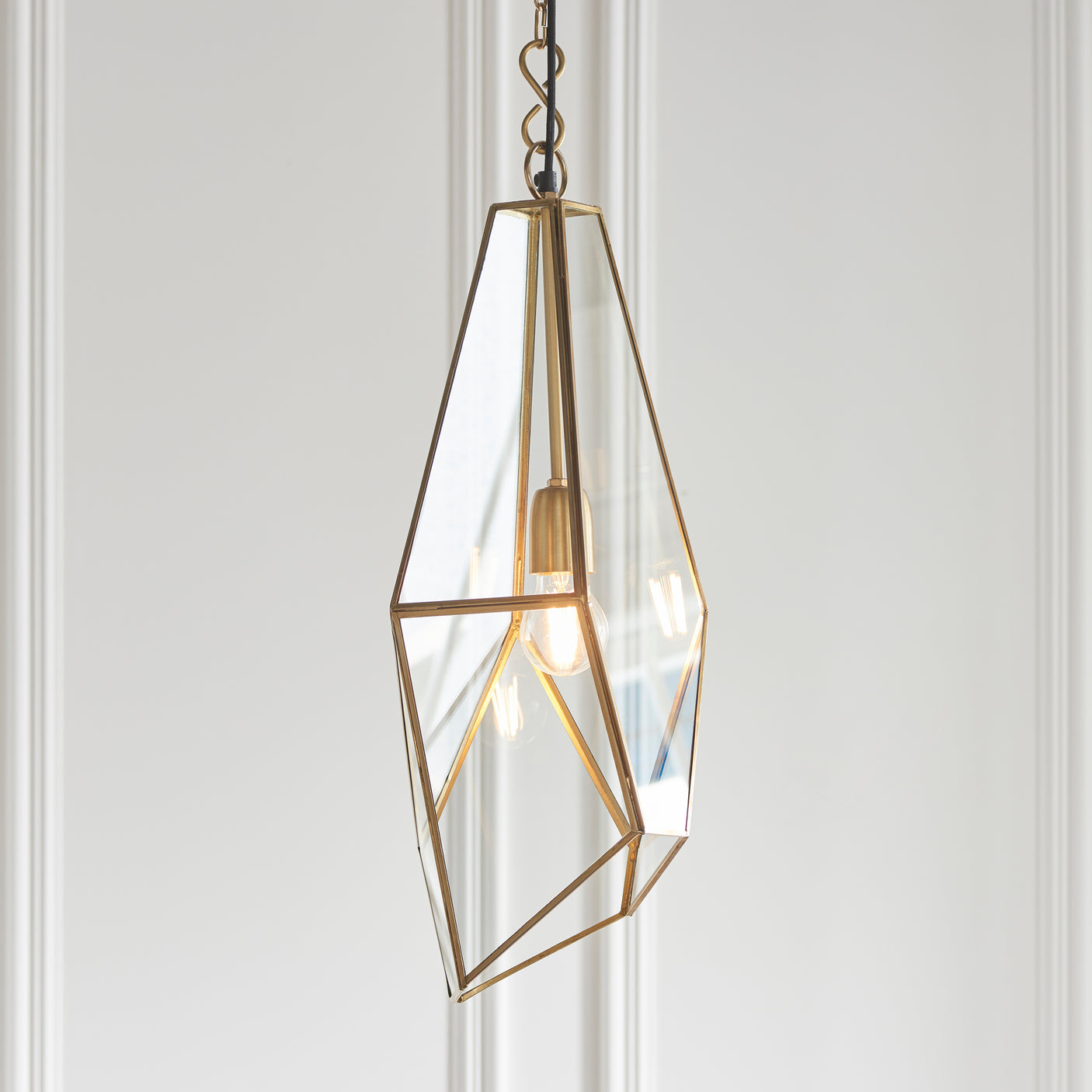 Lacona Ivory 1Lt Indoor Pendant Light In Antique Brass Plate & Clear Glass Finish - Lacona Home 