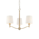 Lacona Abruzzo 3Lt Indoor Pendant Light In Matt Antique Brass Plate & Vintage White Fabric Finish - Lacona Home 