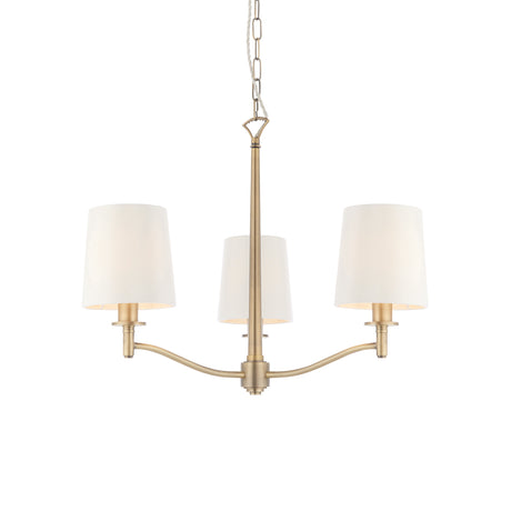 Lacona Abruzzo 3Lt Indoor Pendant Light In Matt Antique Brass Plate & Vintage White Fabric Finish - Lacona Home 