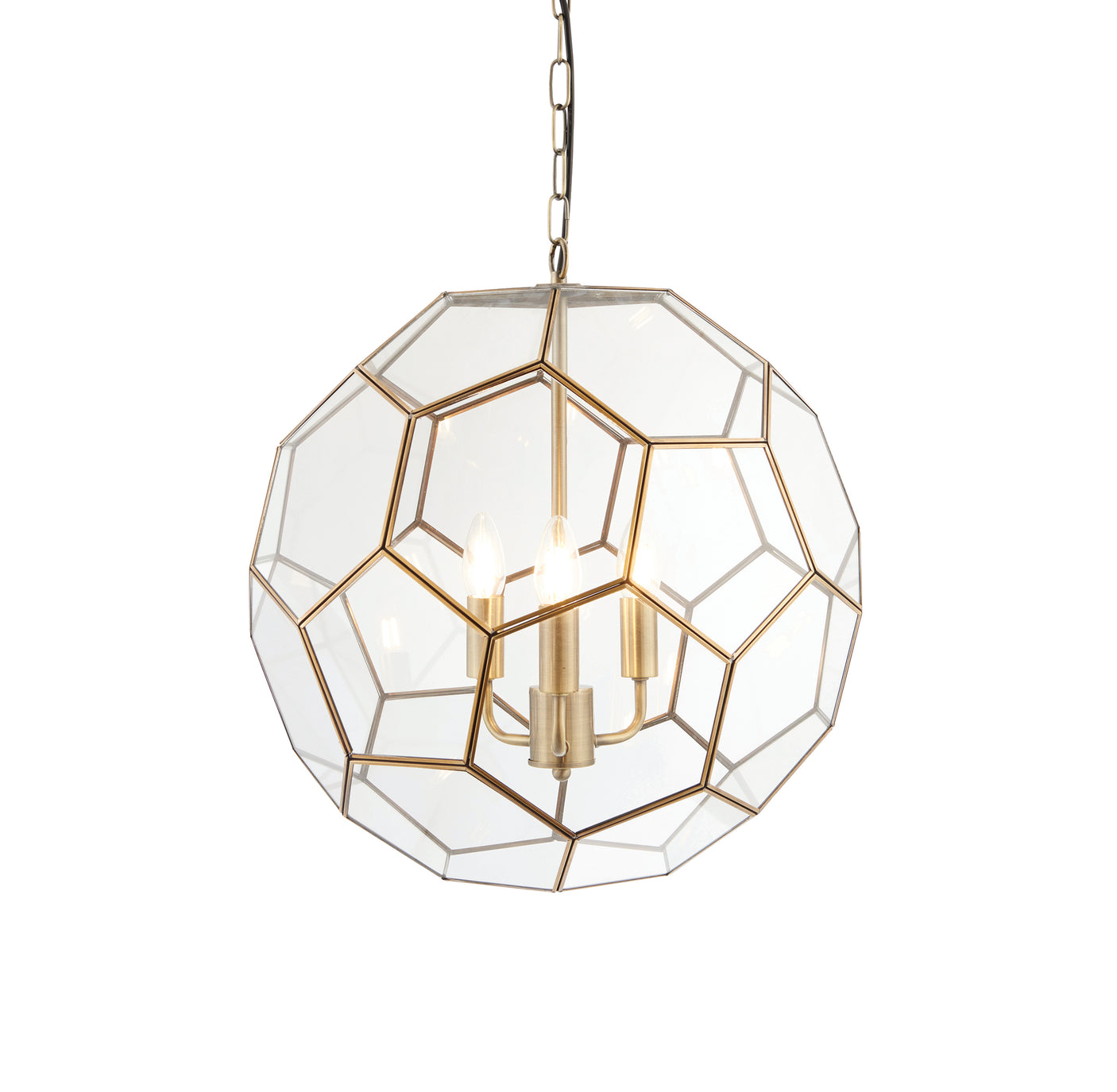 Lacona Honeyglow 3Lt Indoor Pendant Light In Antique Brass Plate & Clear Glass Finish - Lacona Home 