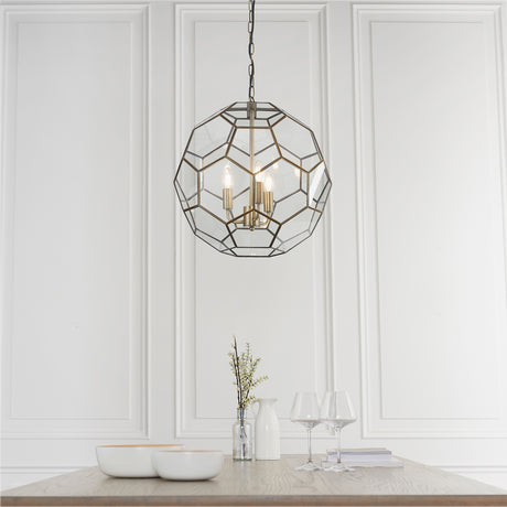 Lacona Honeyglow 3Lt Indoor Pendant Light In Antique Brass Plate & Clear Glass Finish - Lacona Home 