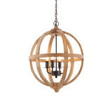 Lacona Lagoon 4Lt Indoor Pendant Light In Mango Wood & Dark Bronze Paint Finish - Lacona Home 