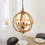 Lacona Lagoon 4Lt Indoor Pendant Light In Mango Wood & Dark Bronze Paint Finish - Lacona Home 