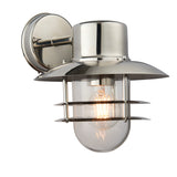 Lacona Jasper 1Lt Outdoor Wall Light In Polished Stainless Steel & Clear Glass Finish - Lacona Home 