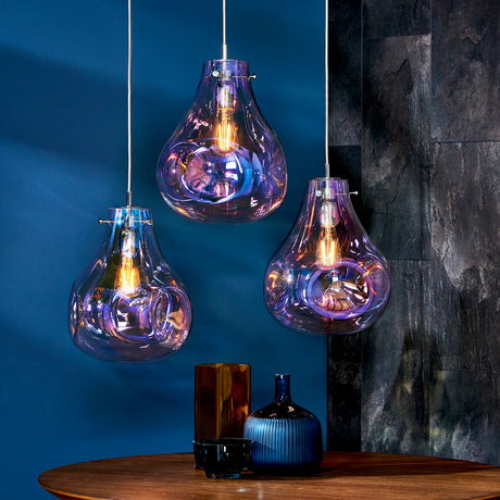 Lacona Magma 1Lt Indoor Pendant Light In Iridescent Glass & Chrome Plate Finish - Lacona Home 