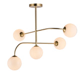 Lacona Octavian 5Lt Indoor Semi Flush Light In Satin Brass Plate & Opal Glass Finish - Lacona Home 