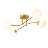 Lacona Octavian 4Lt Indoor Semi Flush Light In Satin Brass Plate & Opal Glass Finish - Lacona Home 