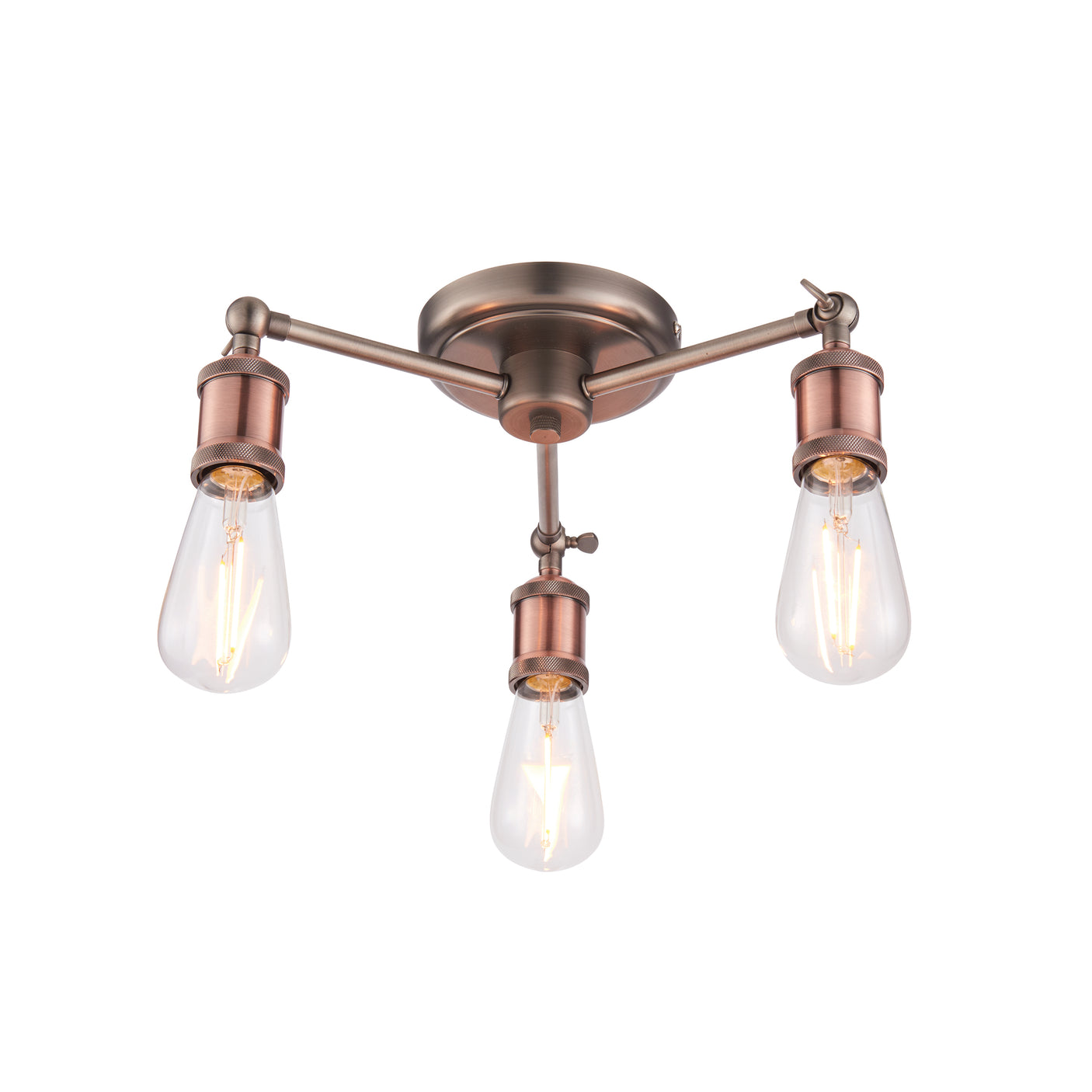 Lacona Helios 3Lt Indoor Semi Flush Light In Aged Pewter & Aged Copper Plate Finish - Lacona Home 