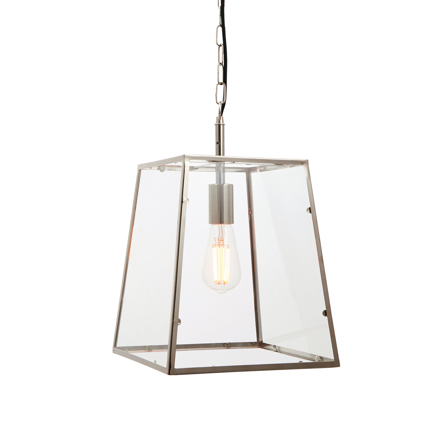 Lacona Haven 1Lt Indoor Pendant Light In Bright Nickel Plate & Clear Glass Finish - Lacona Home 