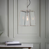 Lacona Haven 1Lt Indoor Pendant Light In Bright Nickel Plate & Clear Glass Finish - Lacona Home 