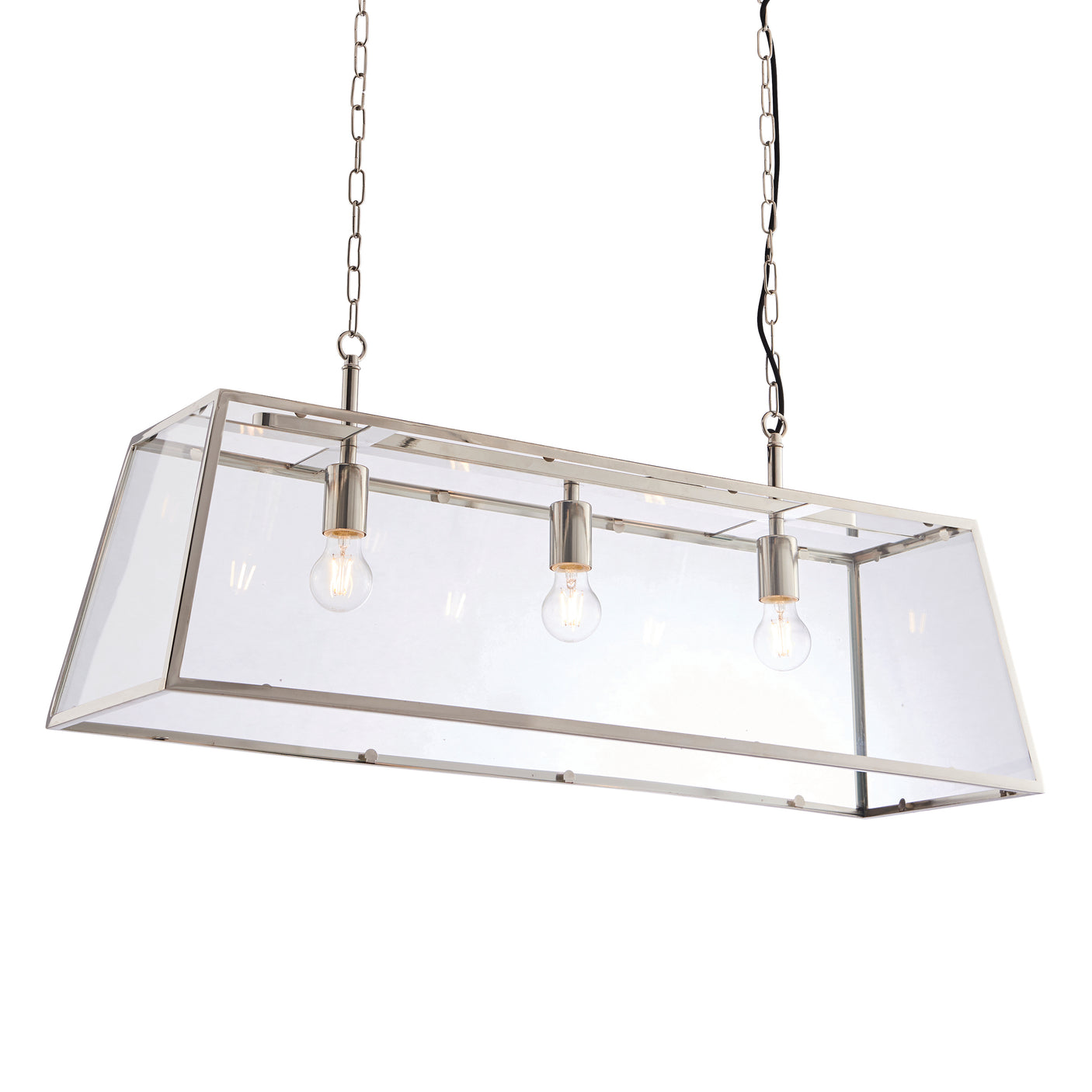 Lacona Haven 3Lt Indoor Pendant Light In Bright Nickel Plate & Clear Glass Finish - Lacona Home 