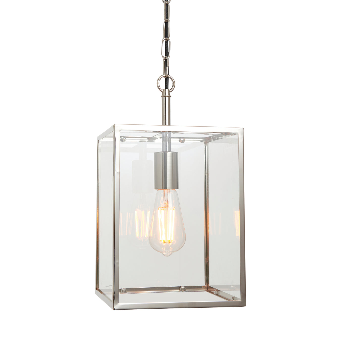 Lacona Madden 1Lt Indoor Pendant Light In Bright Nickel Plate & Clear Glass Finish - Lacona Home 