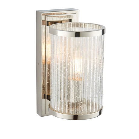 Lacona Westbrook 1Lt Indoor Wall Light In Bright Nickel Plate & Ribbed Bubble Glass Finish - Lacona Home 