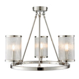 Lacona Westbrook 3Lt Indoor Semi Flush Light In Bright Nickel Plate & Ribbed Bubble Glass Finish - Lacona Home 