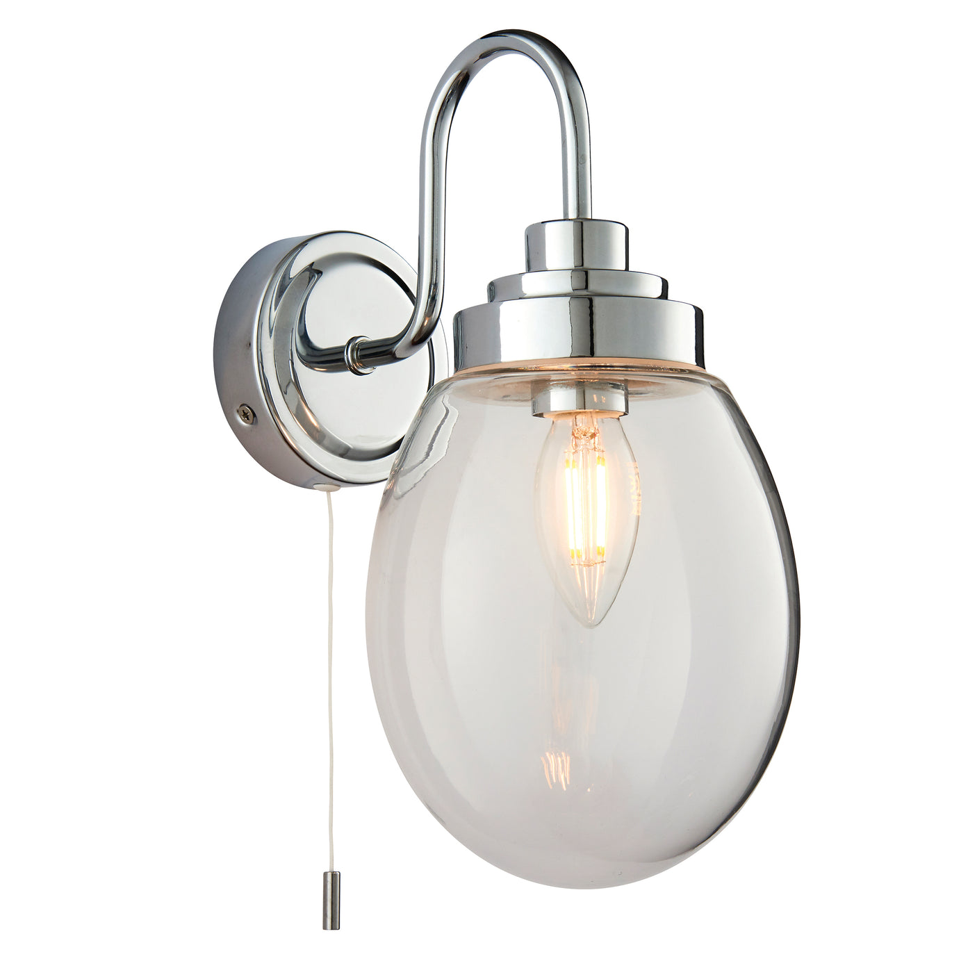 Lacona Seaside 1Lt Bathroom Wall Light In Clear Glass & Chrome Plate Finish - Lacona Home 