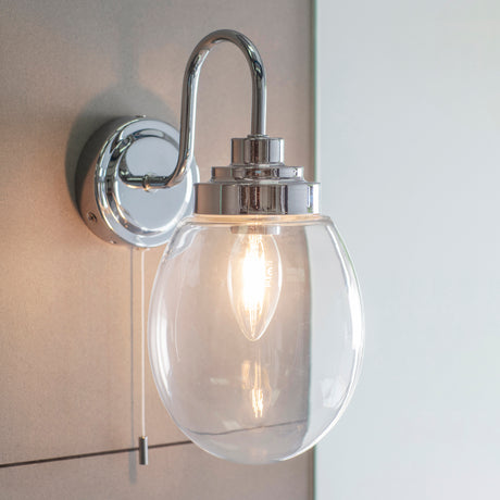 Lacona Seaside 1Lt Bathroom Wall Light In Clear Glass & Chrome Plate Finish - Lacona Home 