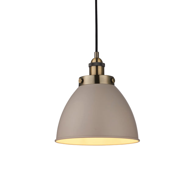 Lacona Teresa 1Lt Indoor Pendant Light In Taupe & Antique Brass Plate Finish - Lacona Home 