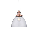 Lacona Hanley 1Lt Indoor Pendant Light In Aged Copper Plate & Clear Glass Finish - Lacona Home 