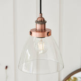 Lacona Hanley 1Lt Indoor Pendant Light In Aged Copper Plate & Clear Glass Finish - Lacona Home 