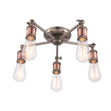 Lacona Helios 5Lt Indoor Semi Flush Light In Aged Pewter & Aged Copper Plate Finish - Lacona Home 