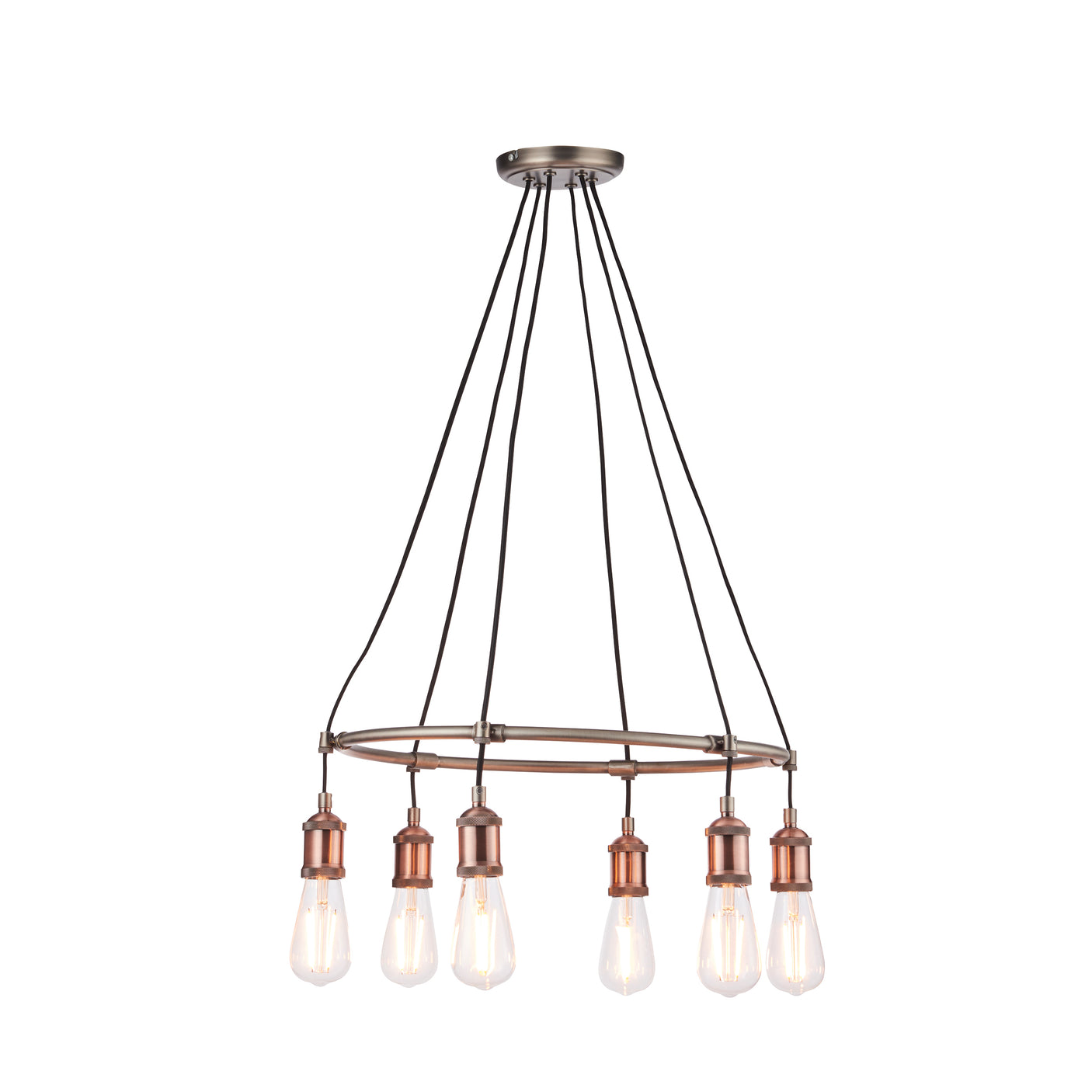 Lacona Helios 6Lt Indoor Pendant Light In Aged Pewter & Aged Copper Plate Finish - Lacona Home 