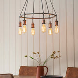 Lacona Helios 6Lt Indoor Pendant Light In Aged Pewter & Aged Copper Plate Finish - Lacona Home 