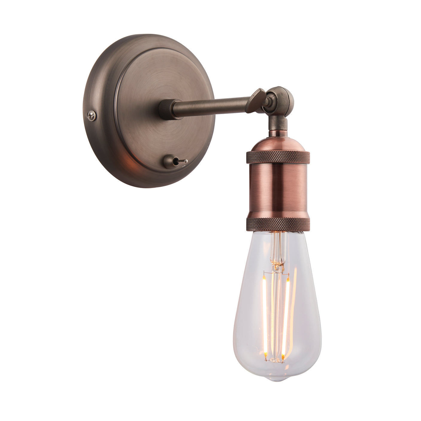 Lacona Helios 1Lt Indoor Wall Light In Aged Pewter & Aged Copper Plate Finish - Lacona Home 