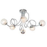 Lacona Aureate 6Lt Indoor Semi Flush Light In Chrome Plate & Clear Glass With Chrome Beaded Wire Finish - Lacona Home 