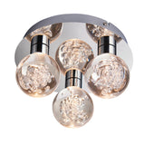 Lacona Versatile 3Lt Bathroom Flush Light In Chrome Plate & Clear Bubble Acrylic Finish - Lacona Home 