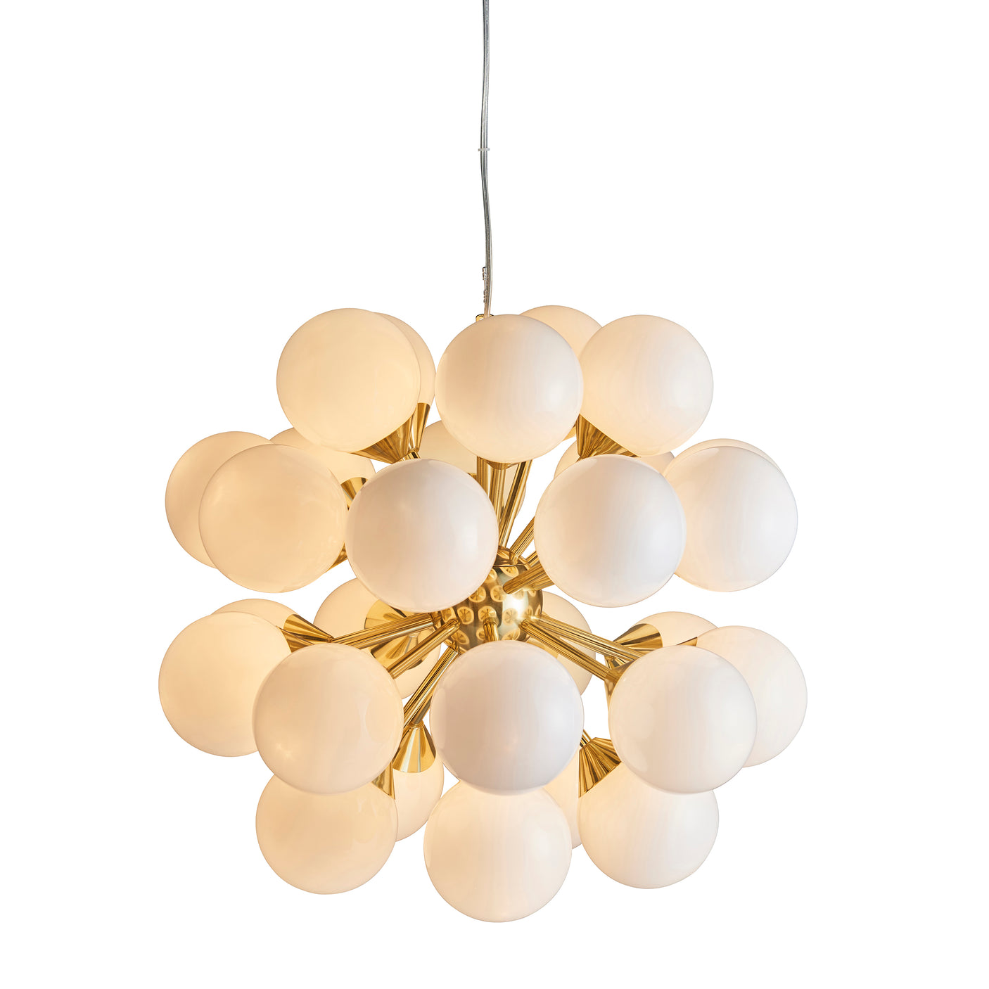 Lacona Olivier 8Lt Indoor Pendant Light In Satin Brass Plate & Gloss White Glass Finish - Lacona Home 