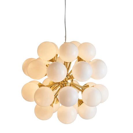 Lacona Olivier 8Lt Indoor Pendant Light In Satin Brass Plate & Gloss White Glass Finish - Lacona Home 